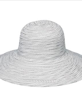 Wallaroo hat company scrunchie sun hat white black polka dots wide brim